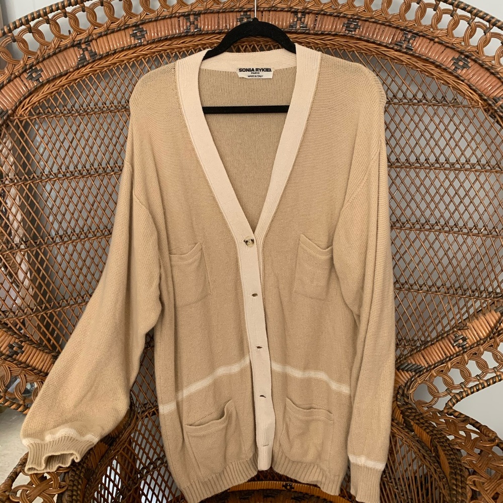 Sonia Rykiel Cream & White Long Cardigan - Sz 5